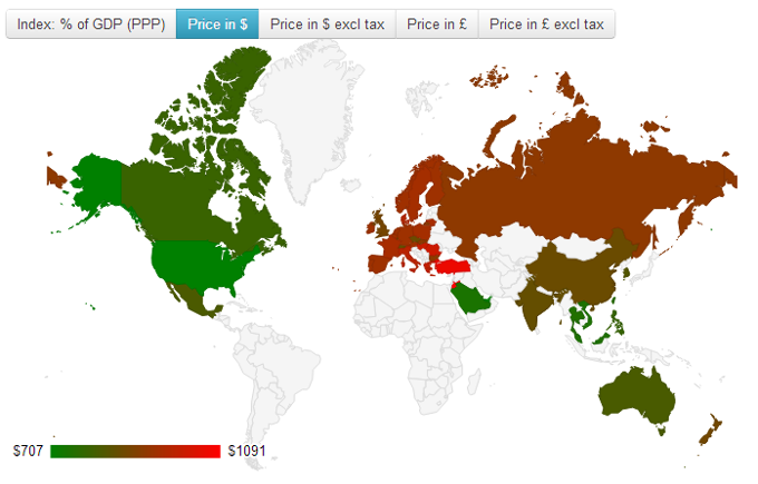 Где купить iPhone 5S подешевле: карта мировых цен