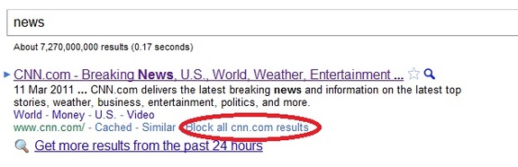 Google разрешил блокировать результаты поиска