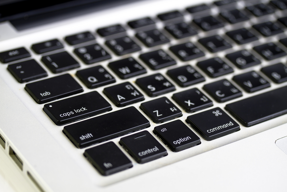 close-up caps lock key of laptop keyboard