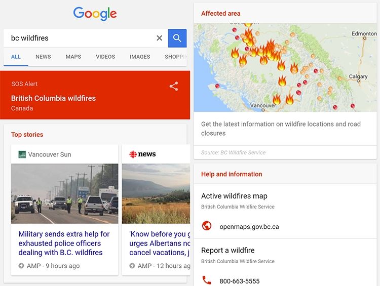 Google почала показувати попередження про катастрофи