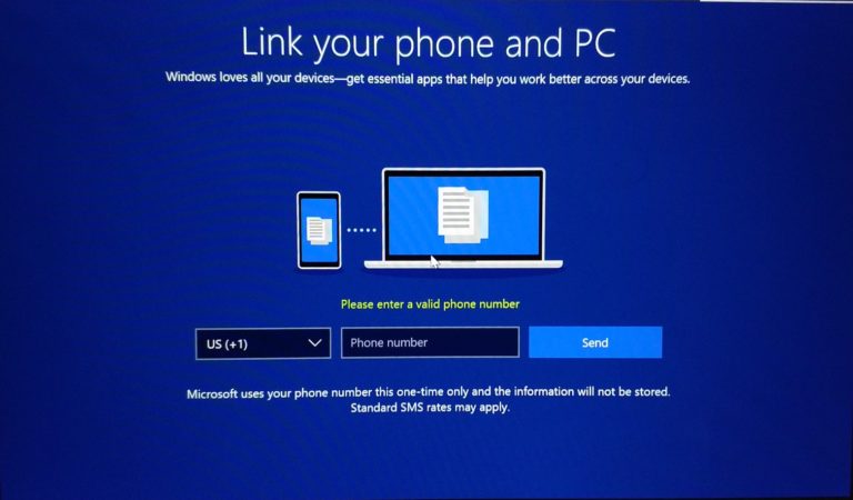 При установке Windows 10 требуют номер телефона
