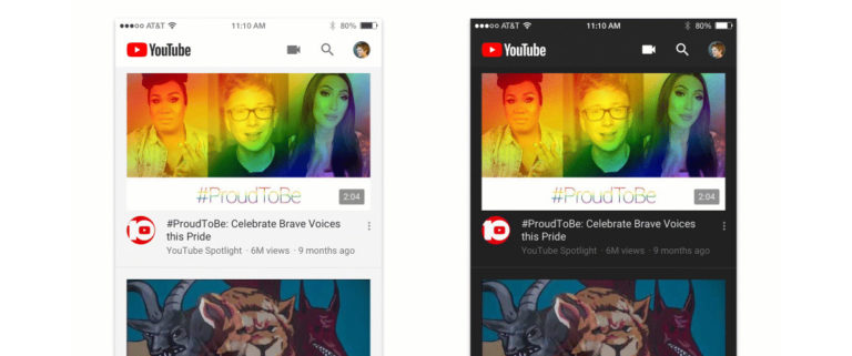 YouTube запускает темный стиль оформления на iOS