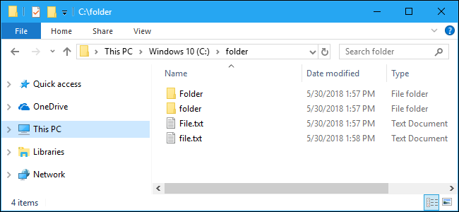 Як у Windows створювати файли і папки, що відрізняються лише регістром літер
