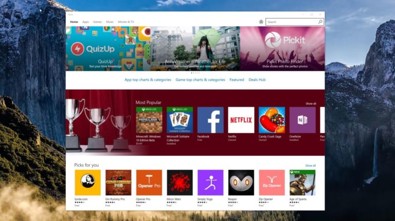 В Windows 10 появилась опция удаленной установки приложений из магазина Windows Store