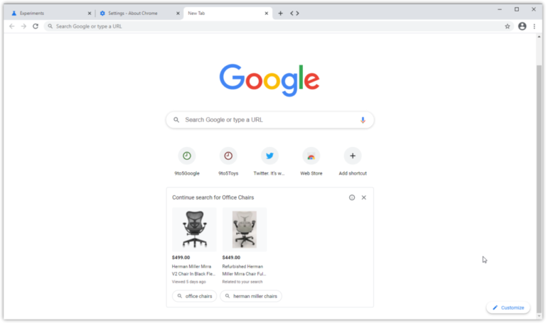 Chrome начнет показывать товары на новых вкладках