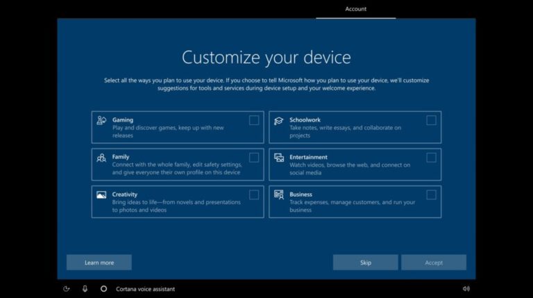 При установке Windows 10 начнет спрашивать, зачем вам компьютер