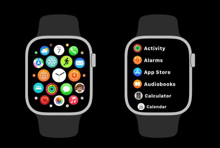 Как на Apple Watch отображать иконки в виде сетки или списка