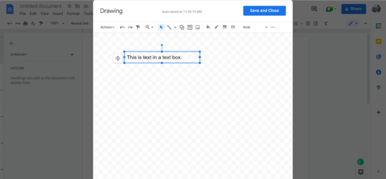 Как вставить текстовое поле в Google Docs