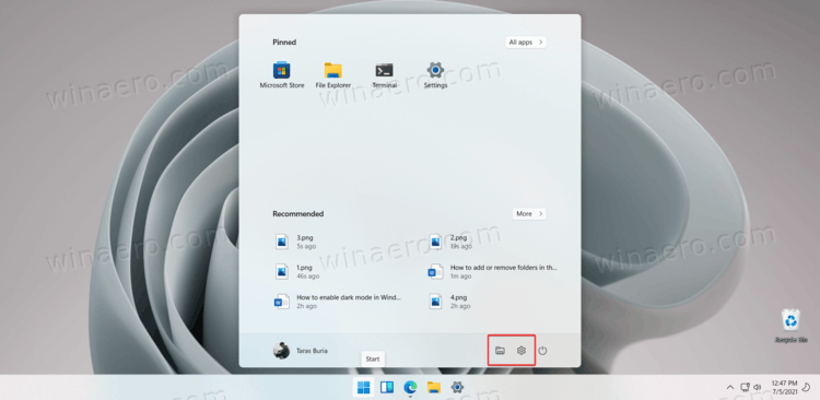 Как добавить ярлыки рядом с кнопкой питания в Windows 11