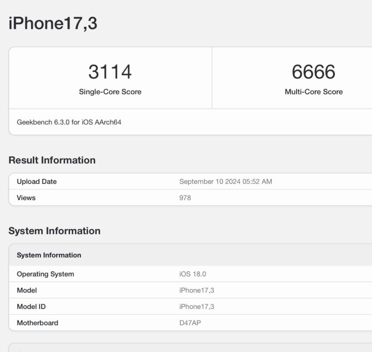 Процессор iPhone 16 A18 на 10% быстрее процессора iPhone 15 Pro A17 Pro — результаты Geekbench