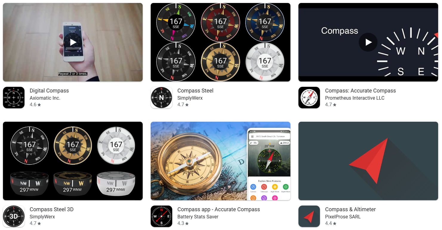 Кілька додатків для телефонного компаса в App Store