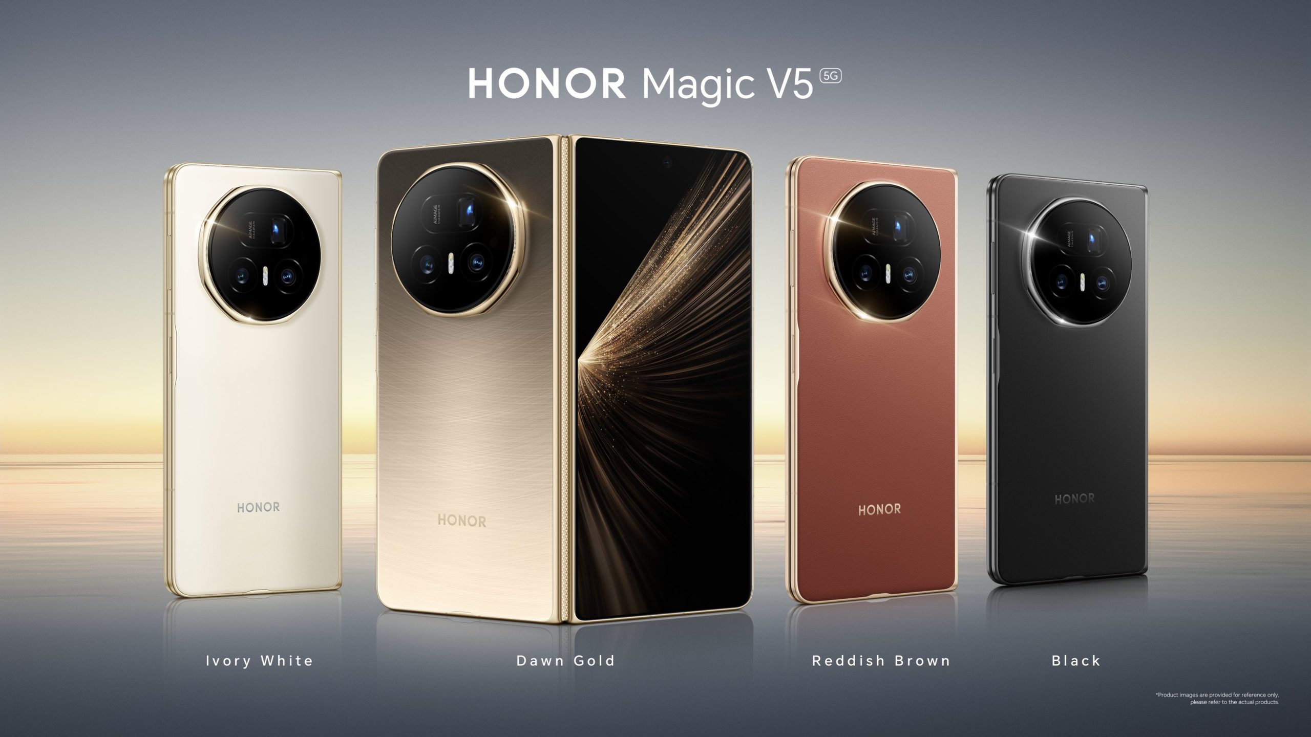 Зображення демонструє новий смартфон Honor Magic V2, представлений під час запуску у Західній Європі.