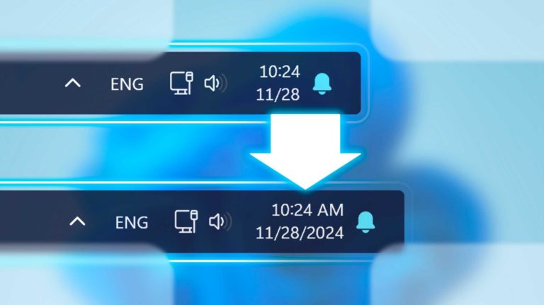 Как в Windows 11 включить полный формат даты и времени на панель задач