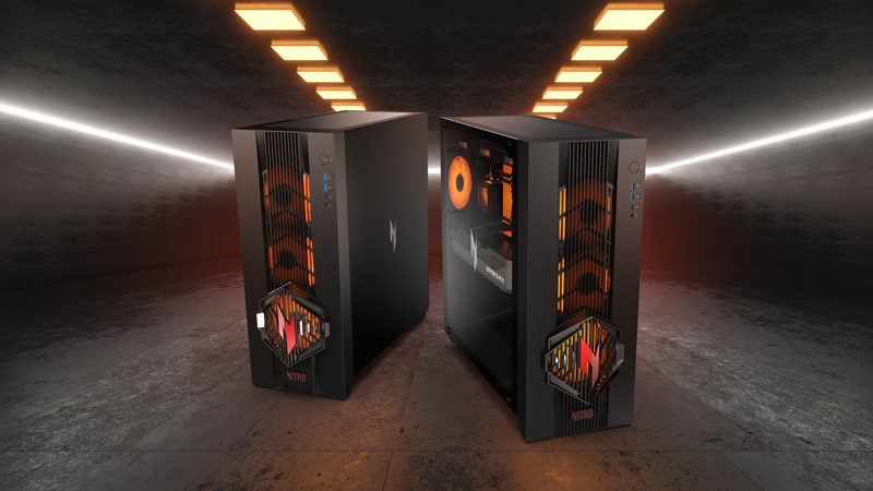 Зображення показує нову лінійку ПК та дисплеїв Acer Nitro, призначених для любителів ігор.