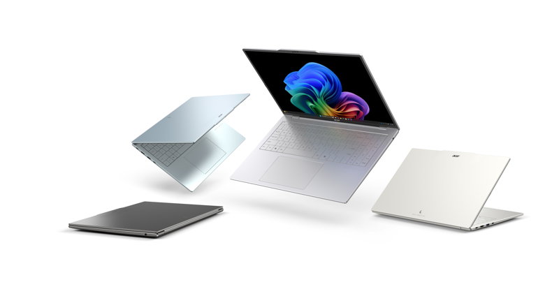 На зображенні зображено новий ультралегкий ноутбук Acer Swift Air 16, призначений для сучасних мобільних професіоналів.
