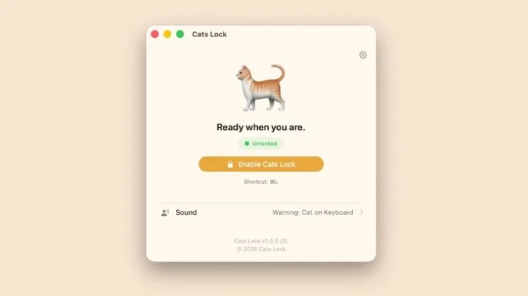 Cats Lock блокує клавіатуру Mac від посягань котів