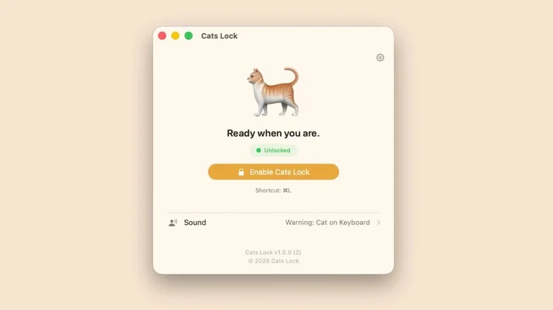 Cats Lock блокує клавіатуру Mac від посягань котів