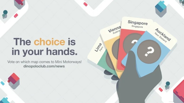 Гравці Mini Motorways обирають наступну мапу