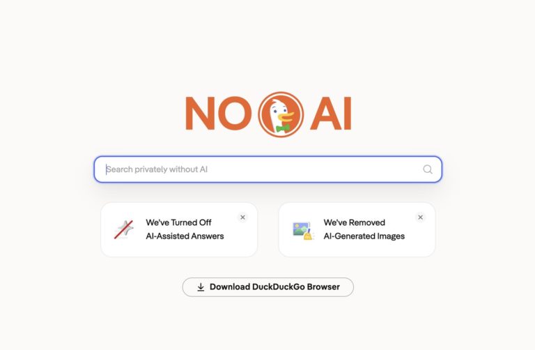 DuckDuckGo спрощує доступ до пошуку без ШІ