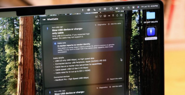Бесплатная программа WhatCable диагностирует скорость и мощность кабелей USB-C на компьютерах Apple Silicon