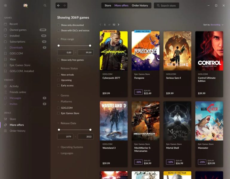 Лучший магазин игр – GOG – начали официально разрабатывать для Linux